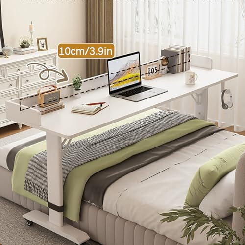 Bedside Computer Table with Wheels】 Equipped with 4 lockable swivel wheels, you can easily move the table to the desired position and lock it securely. This makes it easy to move and ensures stability when in use