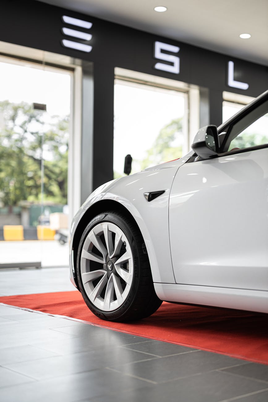 Photo by SCREEN POST on <a href="https://www.pexels.com/photo/tesla-white-car-10029875/" rel="nofollow">Pexels.com</a>